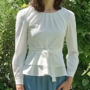 White Tie-Waist Blouse